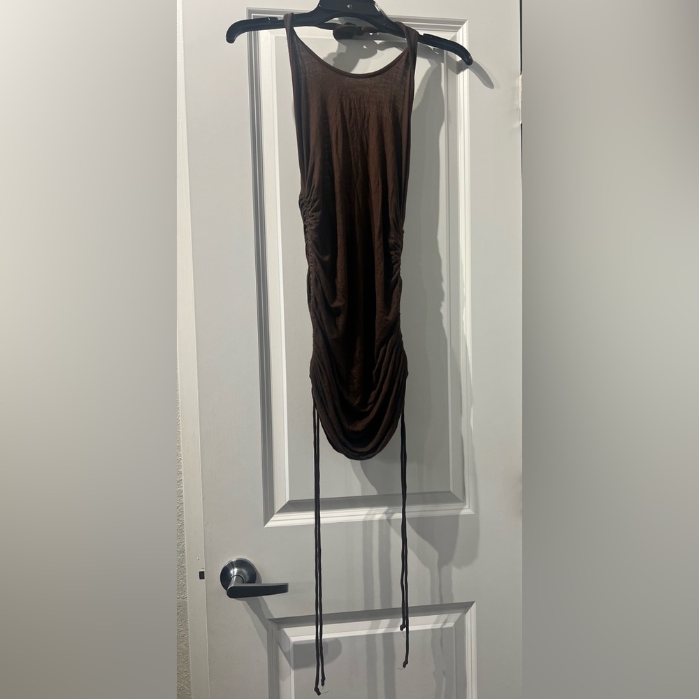 Side Draw string mini halter dress